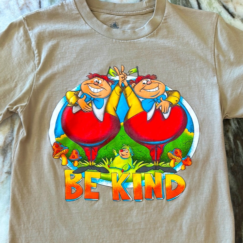 Disney Tan and Red Short Sleeve Tee with Cartoon Graphic